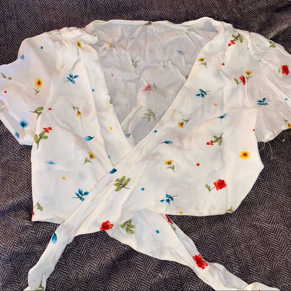sheer floral tie top